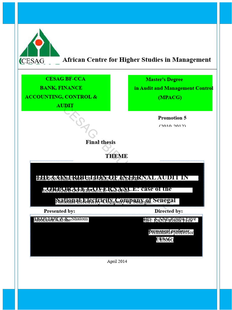 Internal Audit's Role in Corporate Governance | PDF | Internal Audit ...