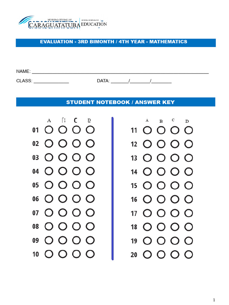 4th Year Mathematics Evaluation Activities | PDF | Mathematics