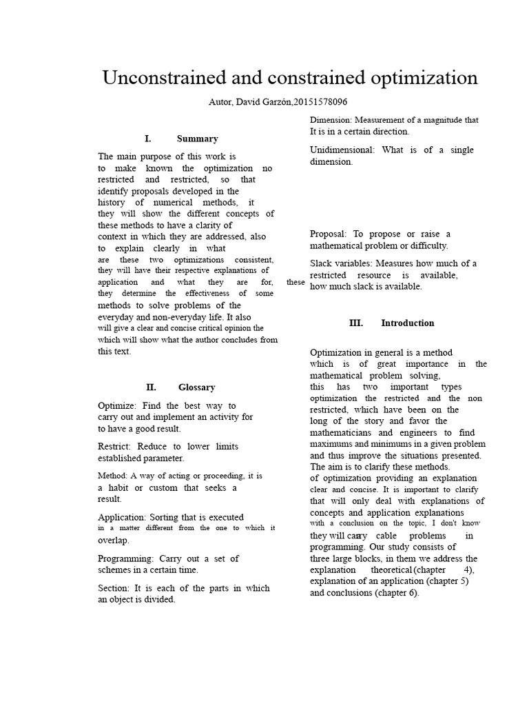 Unconstrained vs Constrained Optimization | PDF | Mathematical ...