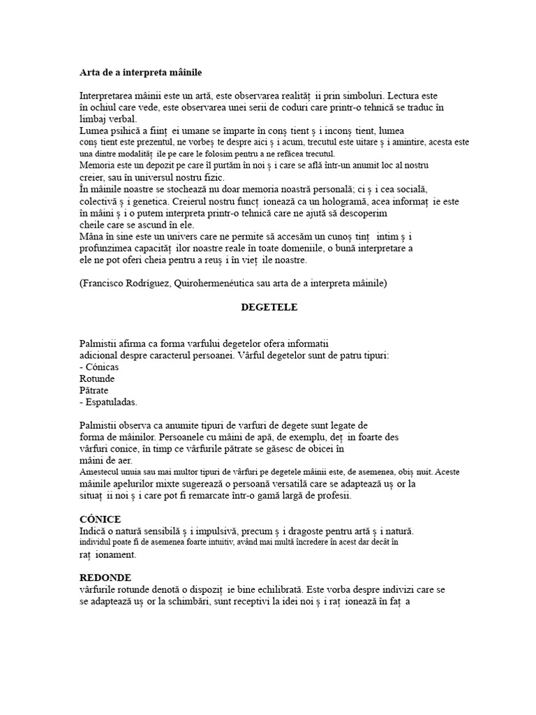 Arta de A Interpreta Mâinile | PDF