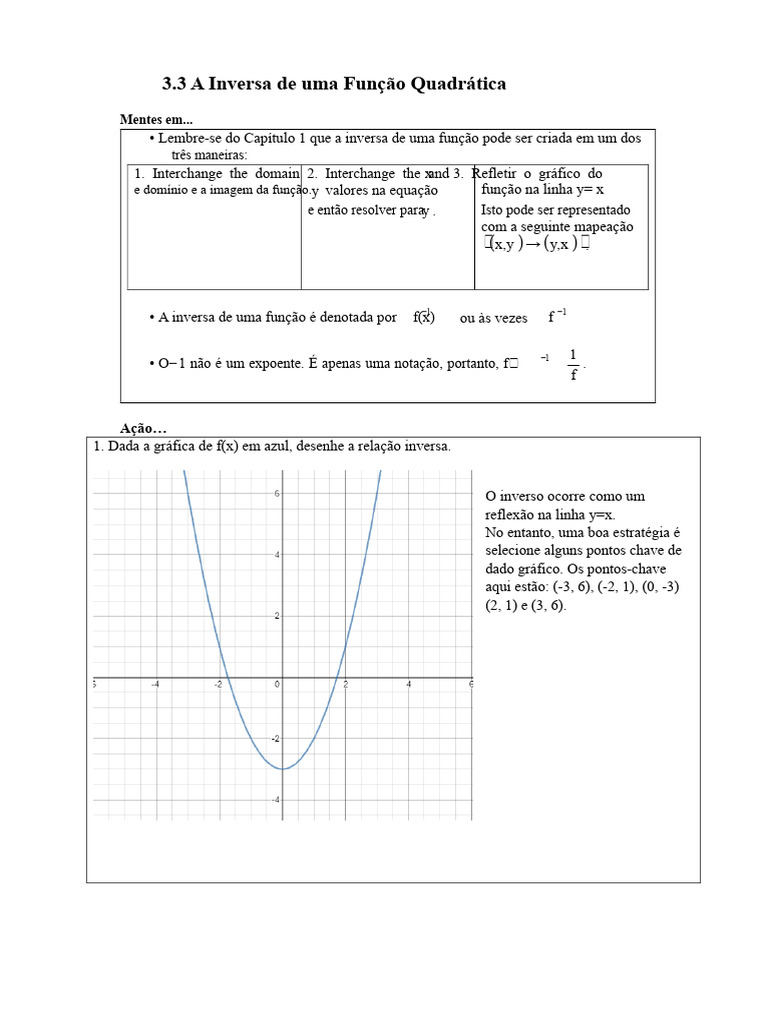 Inversa de Funções Quadráticas: Guia Completo | PDF | Função ...
