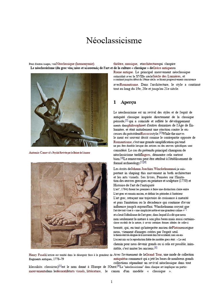 Comprendre le néoclassicisme artistique | PDF | Arts
