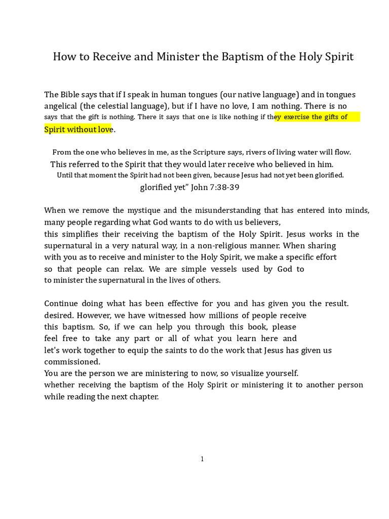 Baptism of the Holy Spirit Guide | PDF | Born Again | Jesus