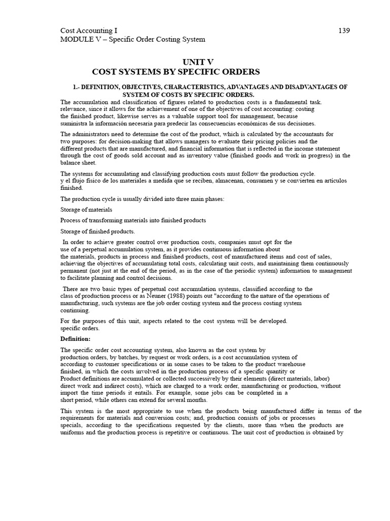 Specific Order Costing System Explained | PDF | Cost Of Goods Sold ...