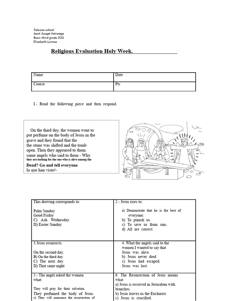 Test Religion Holy Week | PDF | Jesus | Lent