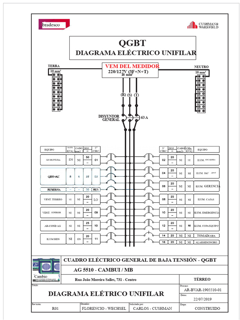 Diagrama Unifilar QGBT 63A 220/127V | PDF