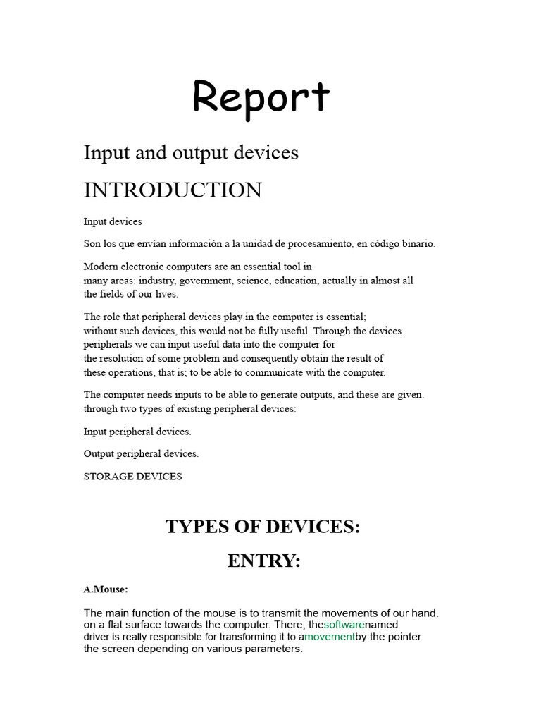 Input and Output Devices Explained | PDF | Computer Data Storage ...
