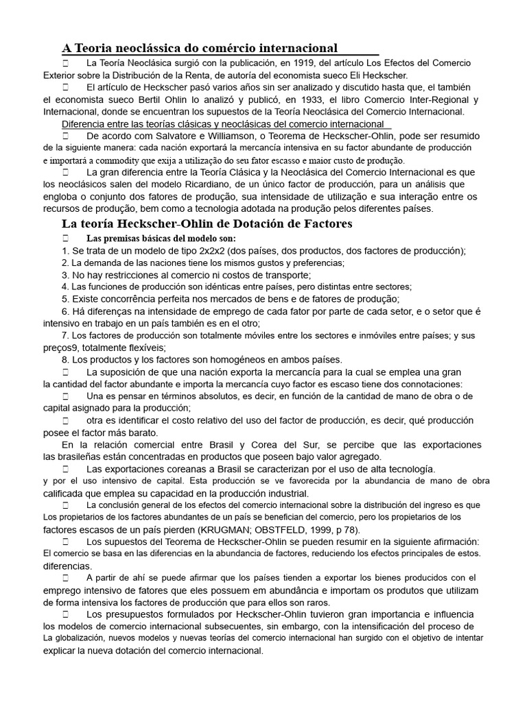 Teoría Neoclásica del Comercio Internacional | PDF | El comercio ...