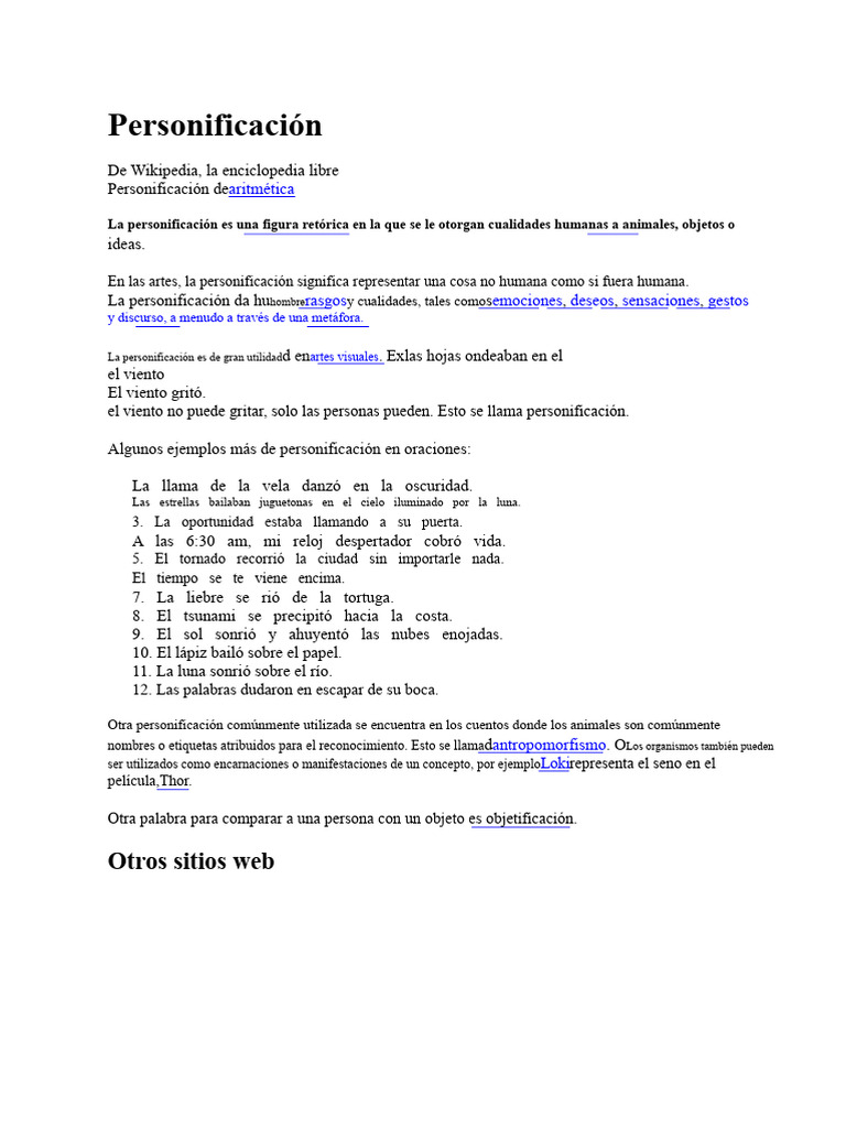 Definición y Ejemplos de Personificación | PDF