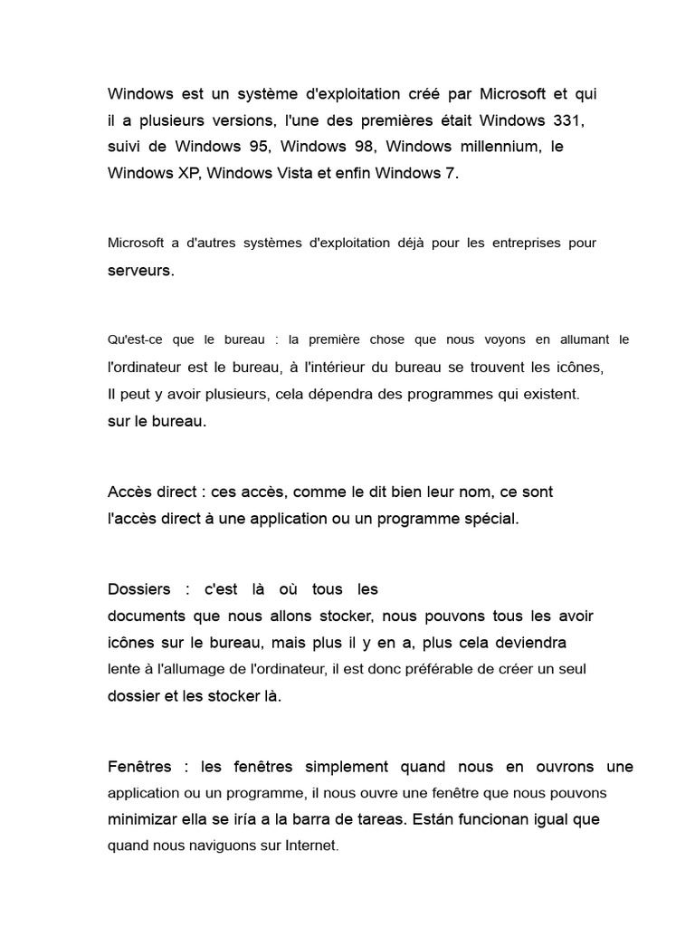 Introduction aux fonctionnalités de Windows | PDF