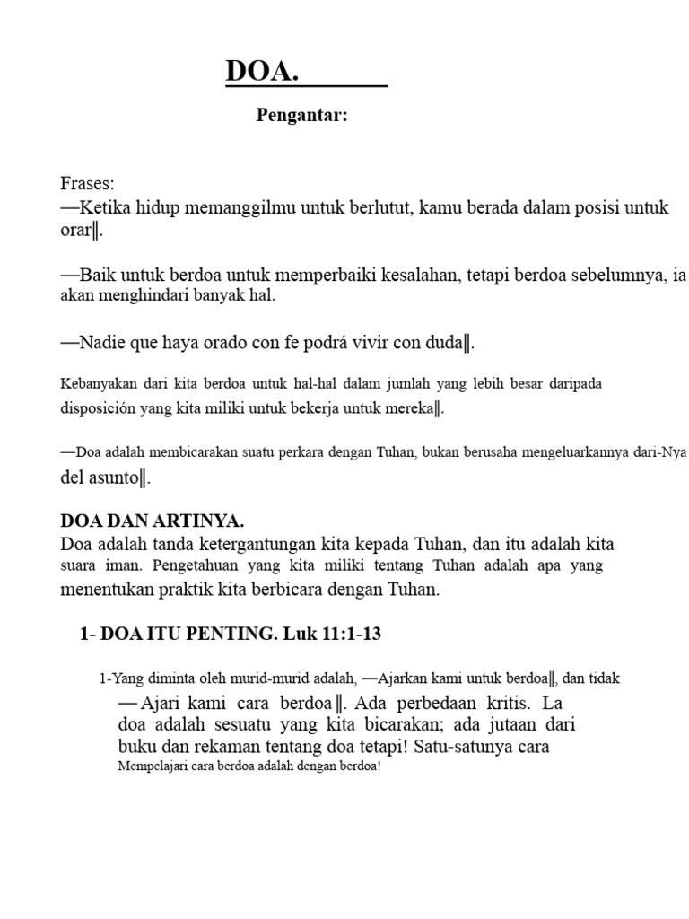 Pentingnya Doa dalam Kehidupan Iman | PDF
