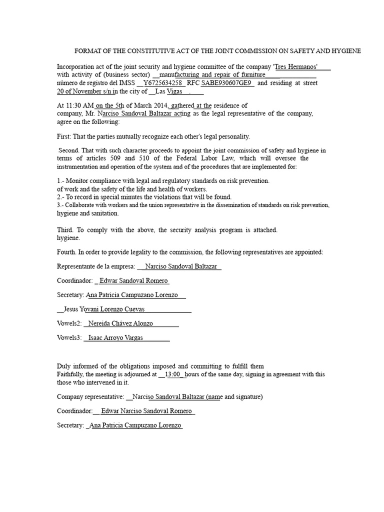 Joint Commission on Safety Act Template | PDF