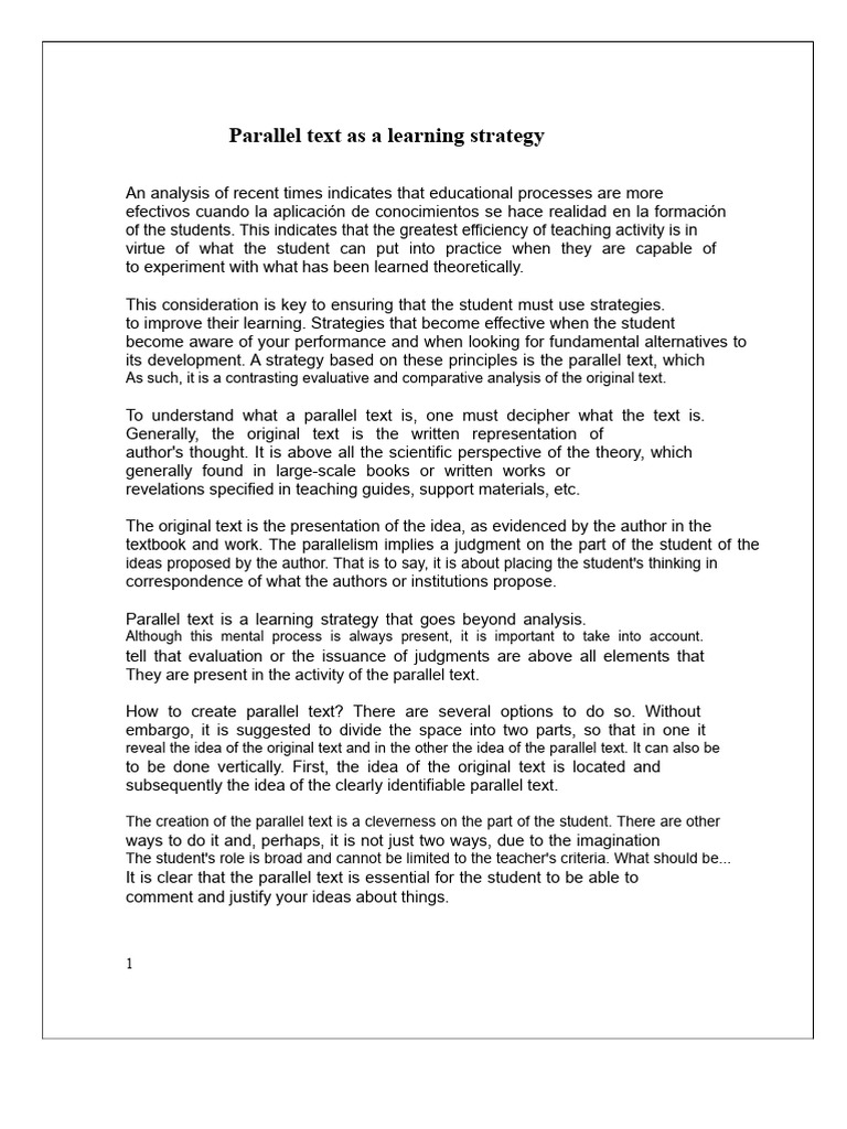 The Parallel Text - What Is It | PDF | Thought | Cognition