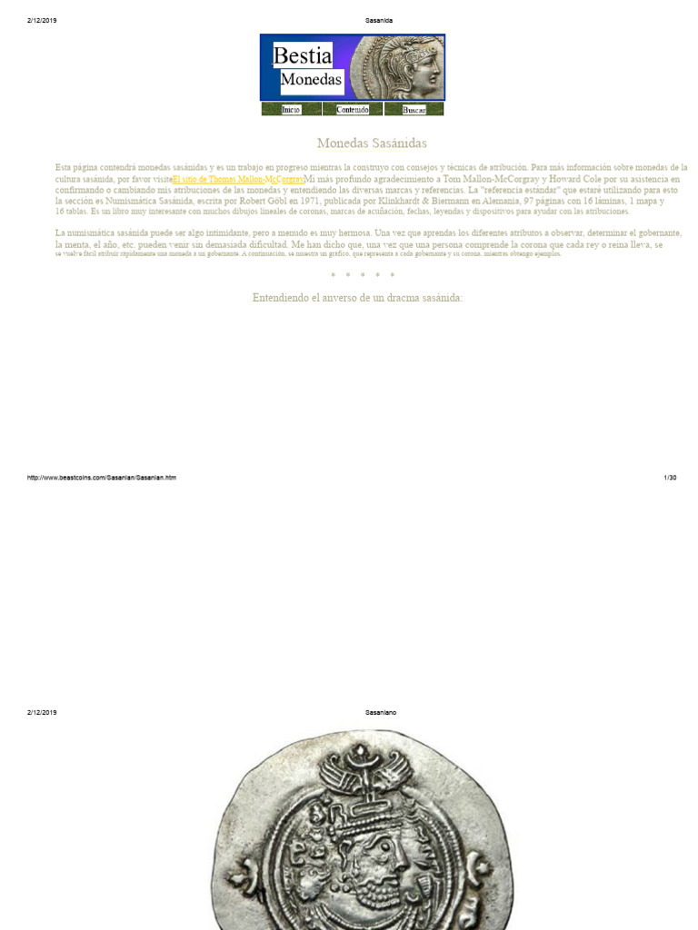 Monedas Sasánidas: Guía de Atribución | PDF | Monedas | Dinero