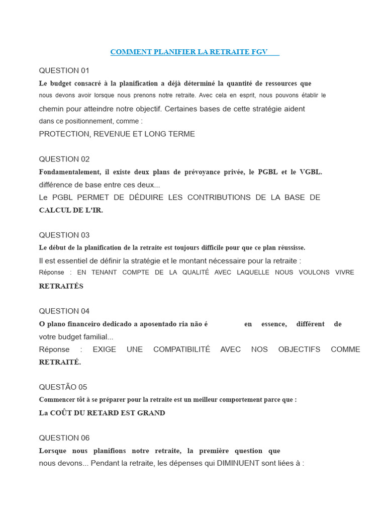 Guide de Planification de la Retraite | PDF