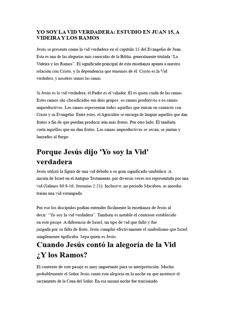 YO SOY LA VID VERDADERA | PDF | Reinado y reino de dios | Jesús