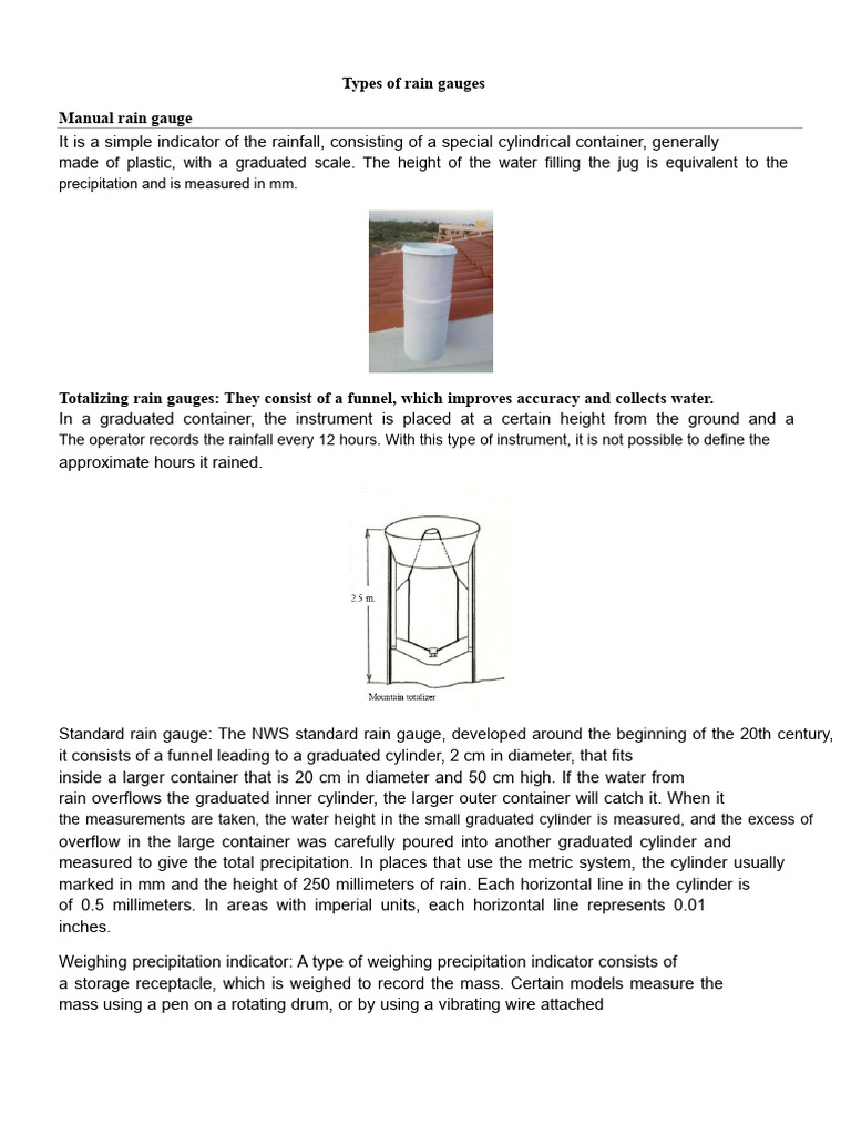 Types of Rain Gauges | PDF | Rain | Atmosphere Of Earth