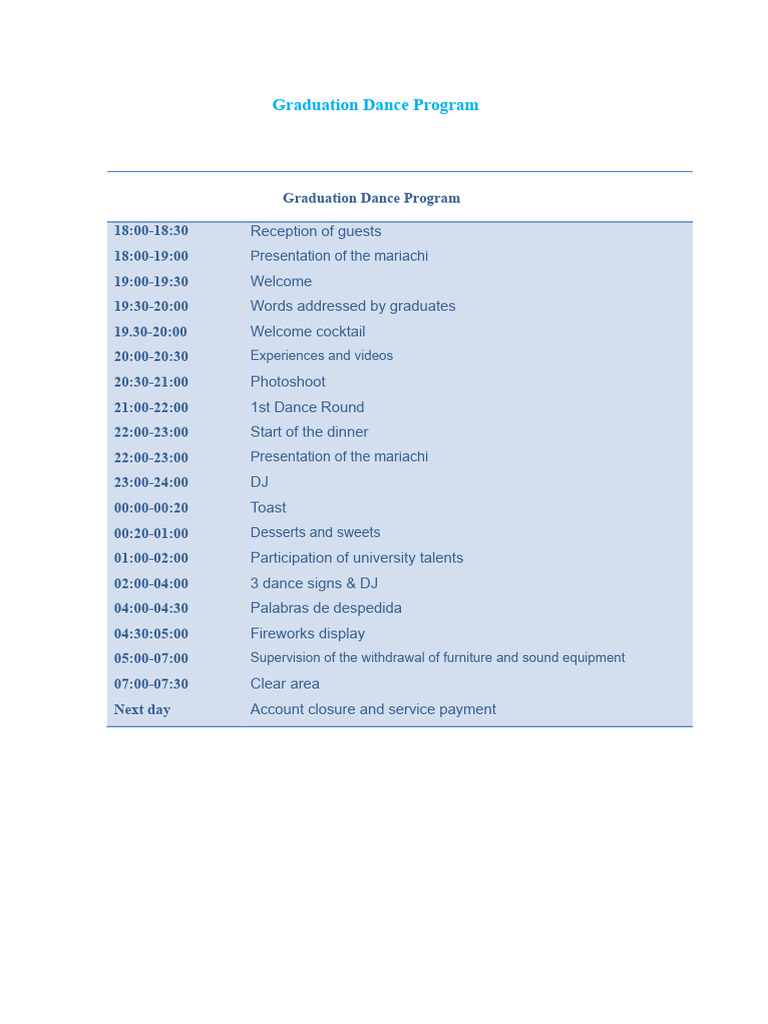 Graduation Dance Program Schedule | PDF