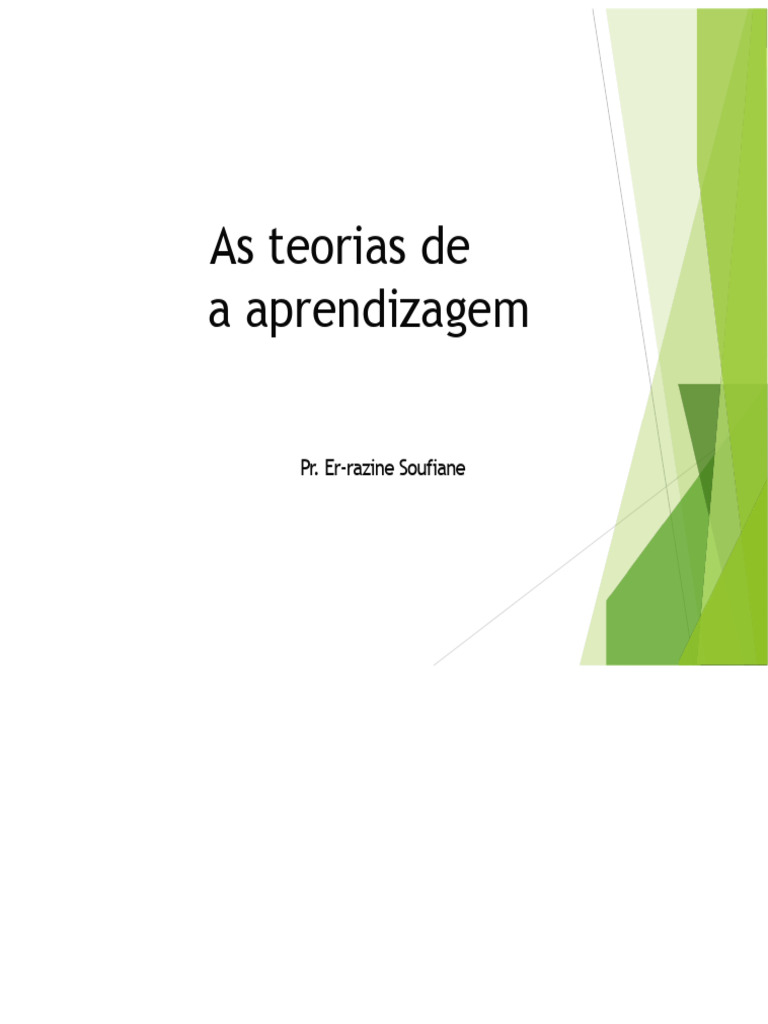 Teorias da Aprendizagem e Papéis Educacionais | PDF | Aprendizado ...
