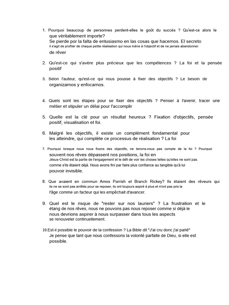 Clés pour atteindre le succès et la foi | PDF