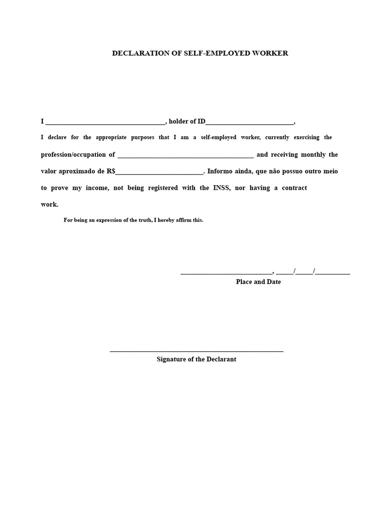 Self-Employment Declaration Form | PDF