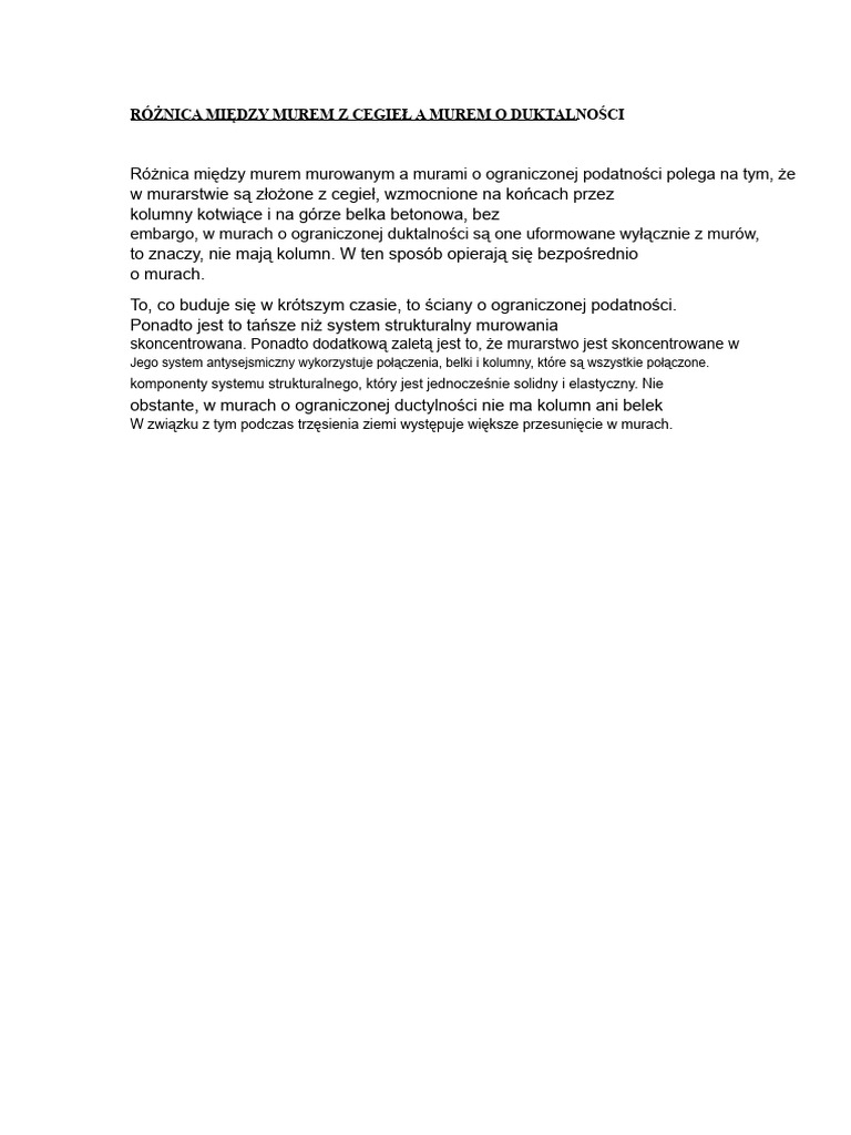 Różnica Między Murem Murowanym A Murami o Dużej Plastyczności | PDF