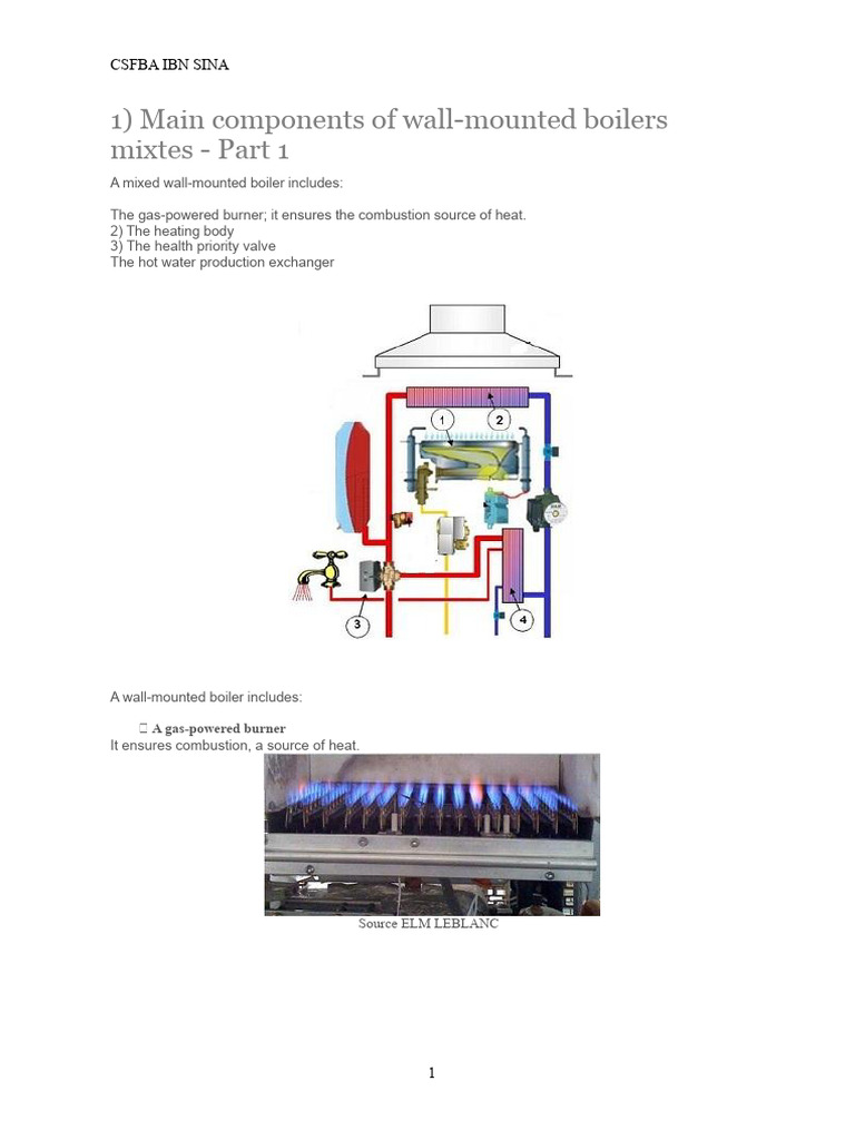 Components of Wall-Mounted Boilers | PDF | Water Heating | Thermostat