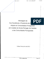 Mensagem de Sua Excelência o Presidente Da República Dirigida Às Comunidades Portuguesas Por Ocasião Do Dia de Portugal, de Camões e Das Comunidades Portuguesas (2012)
