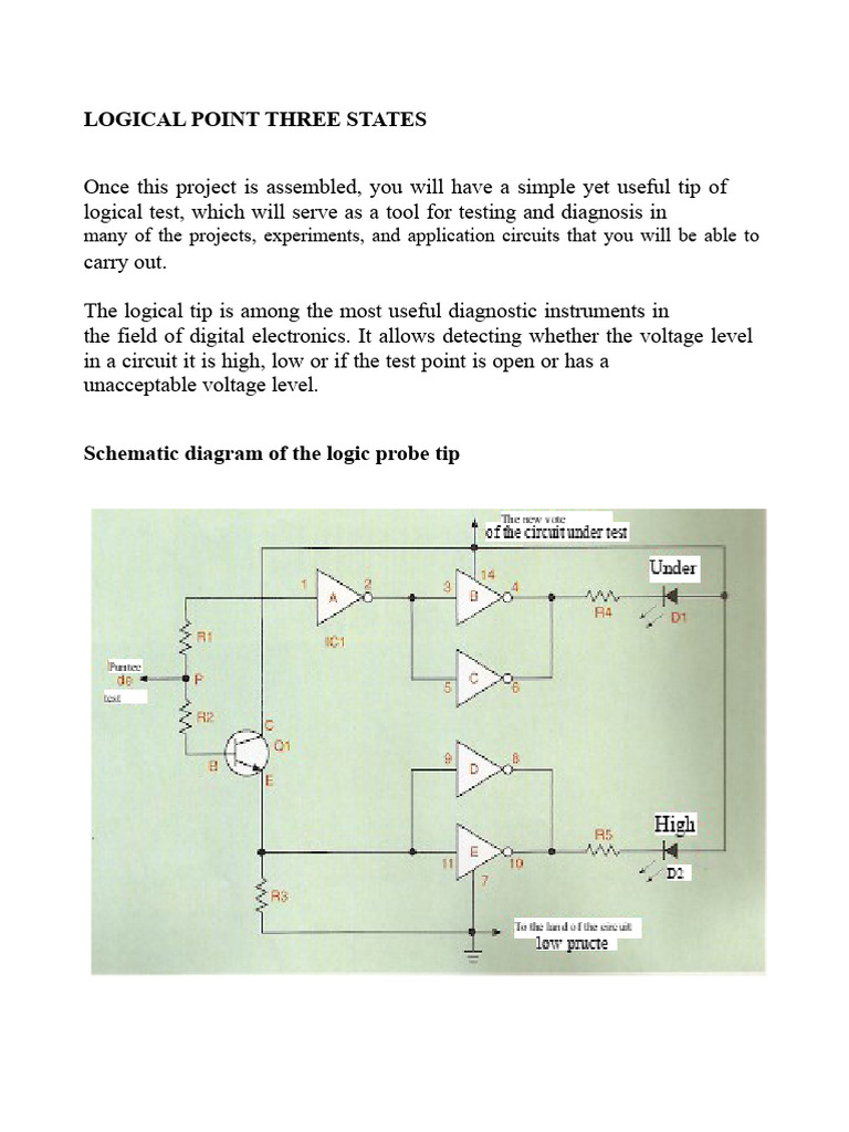 Logic Probe Circuit Schematic Guide | PDF | Logic Gate | Electronic ...