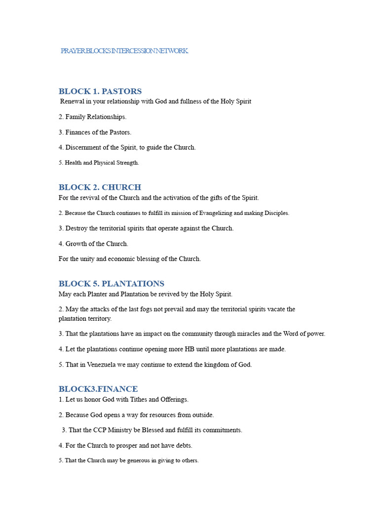 Prayer Blocks for Church Revival and Growth | PDF