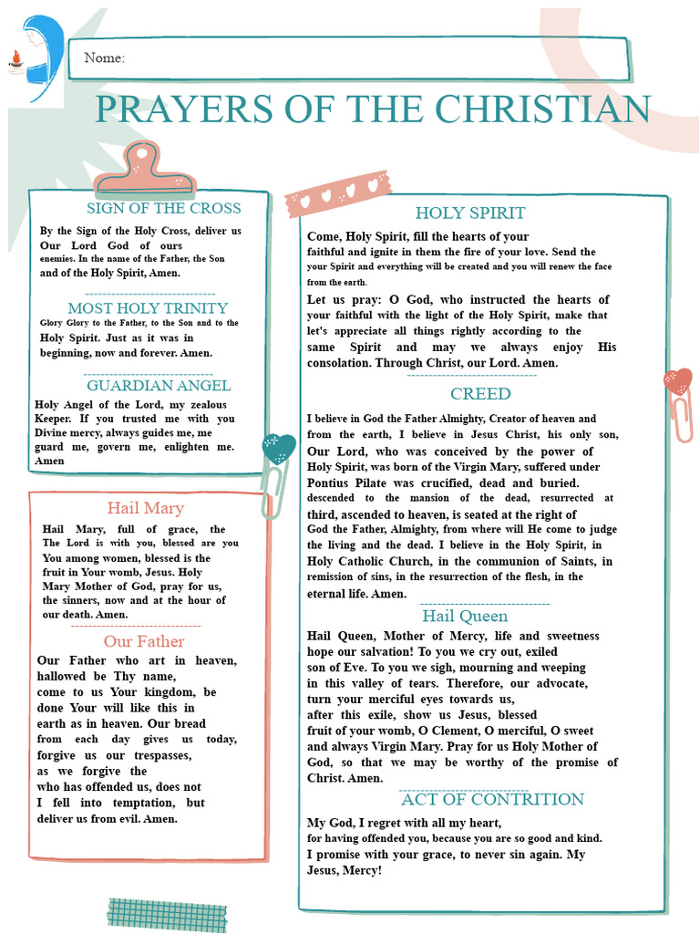 PRAYERS OF THE CHRISTIAN | PDF | Lord's Prayer | God The Father