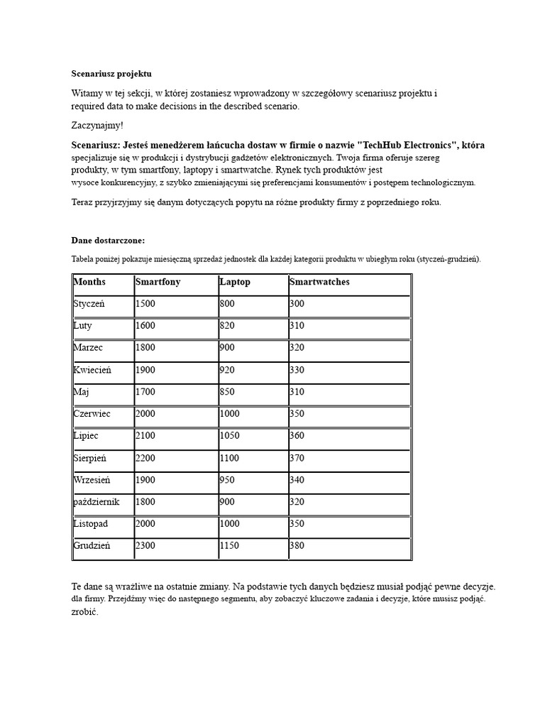 Scenariusz projektu-OPSCM | PDF