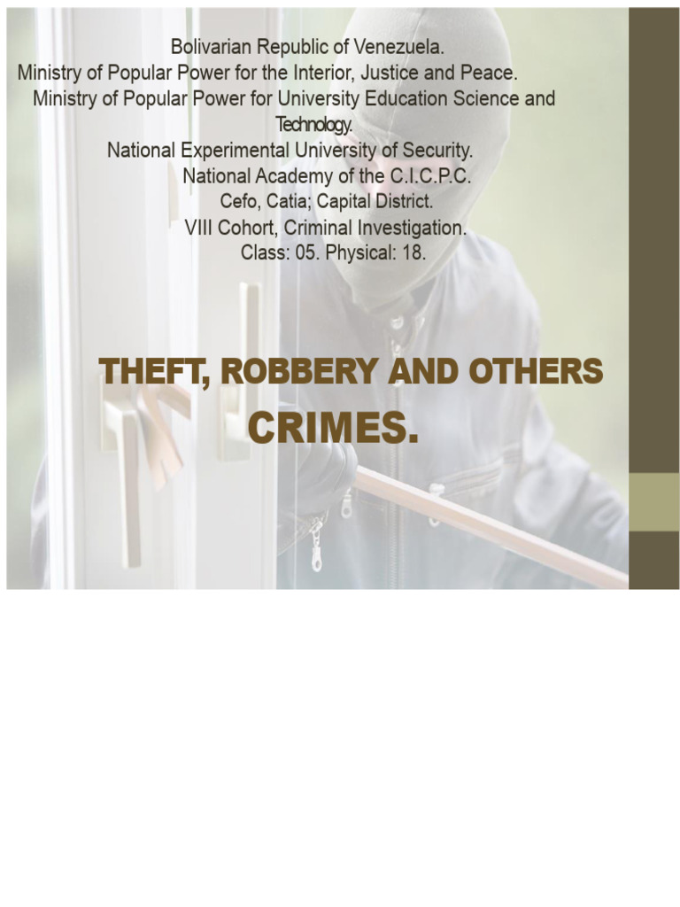 Understanding Theft and Robbery in Venezuela | PDF