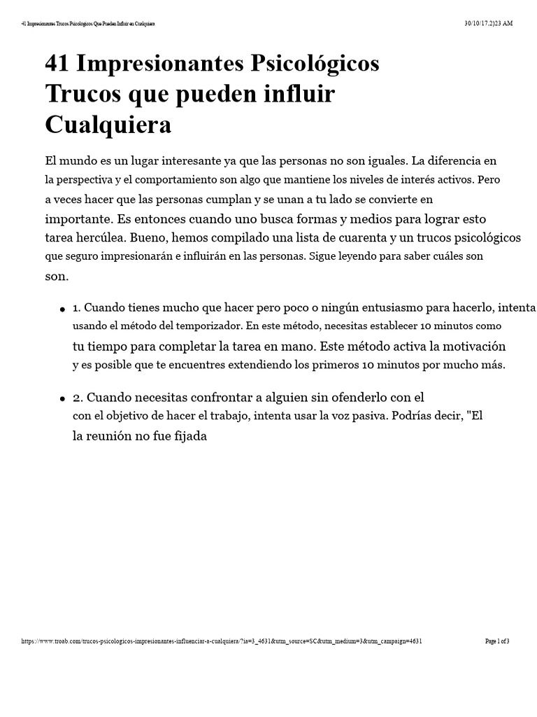 41 Trucos Psicológicos para Influir en Otros | PDF