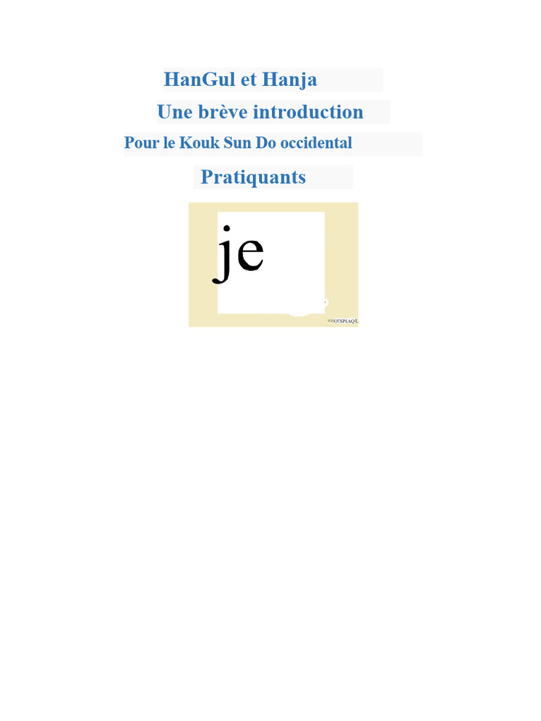 Introduction au Hangul et Hanja | PDF | Coréen (Langue) | Linguistique