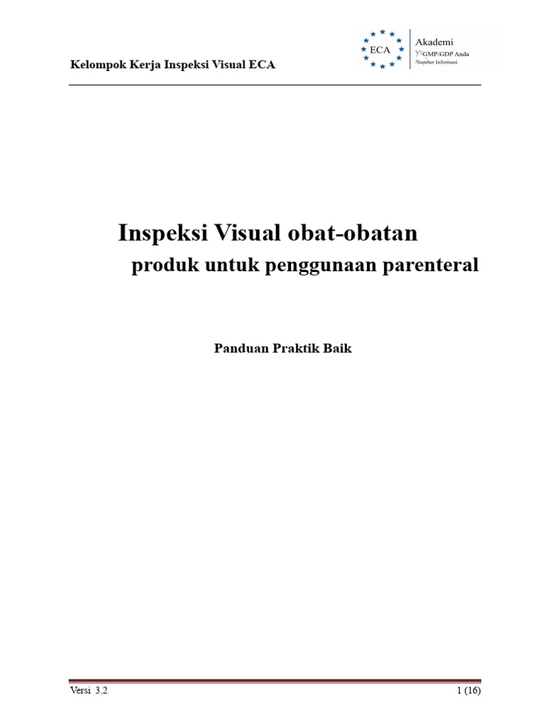 Panduan Inspeksi Visual Obat Parenteral | PDF