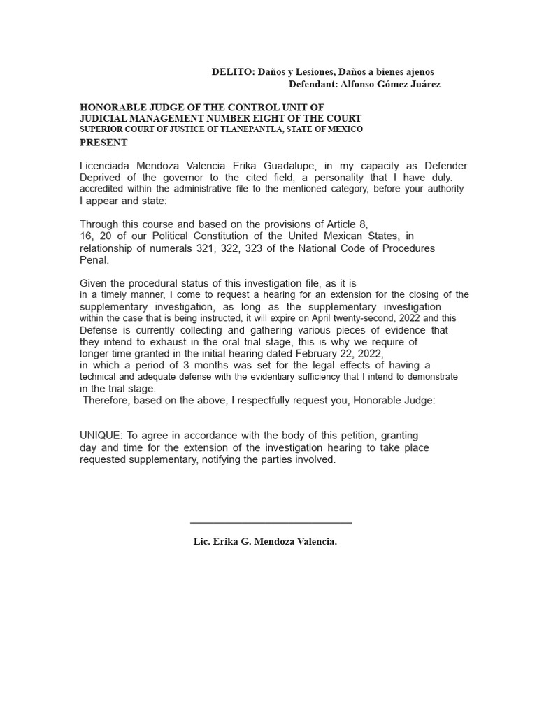 Request for Extension in Legal Case | PDF