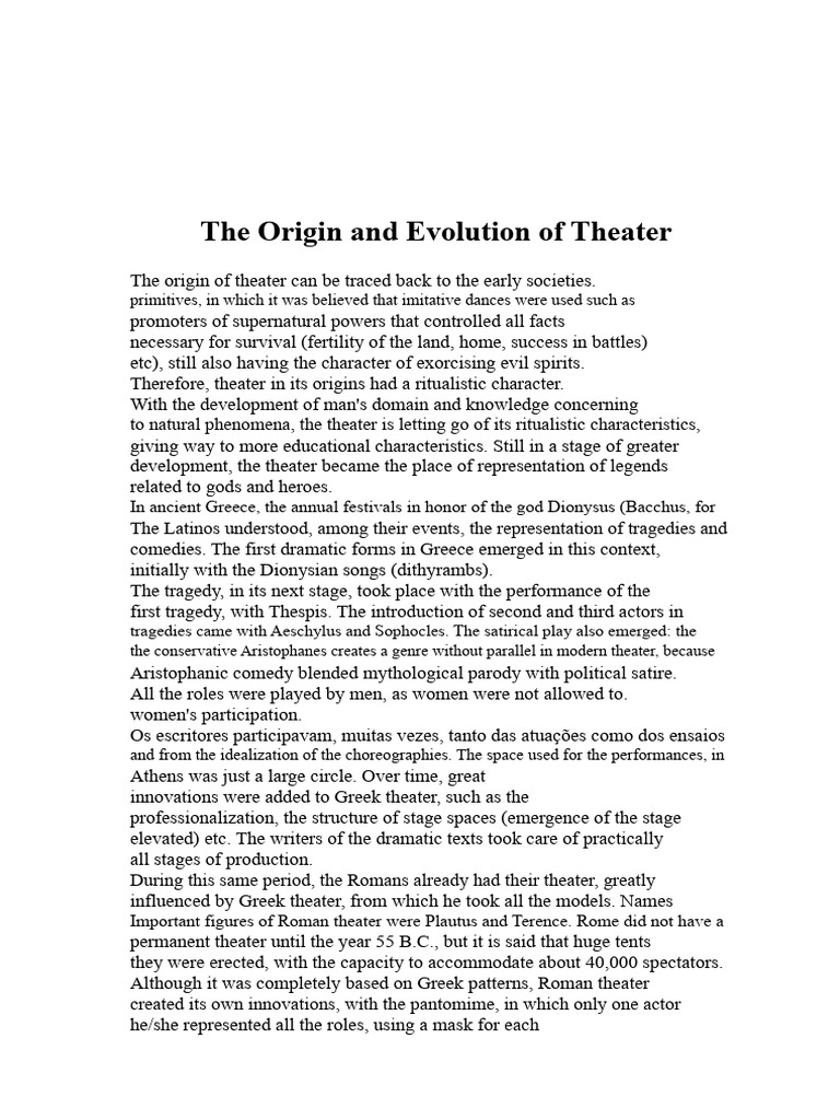 The Evolution of Theater Through Ages | PDF | Theatre | Tragedy
