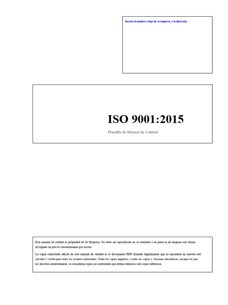 Manual de Calidad ISO 9001-2015 | PDF | Sistema de manejo de calidad ...