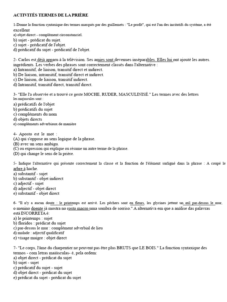Analyse syntaxique des phrases en français | PDF | Phrase | Sujet ...