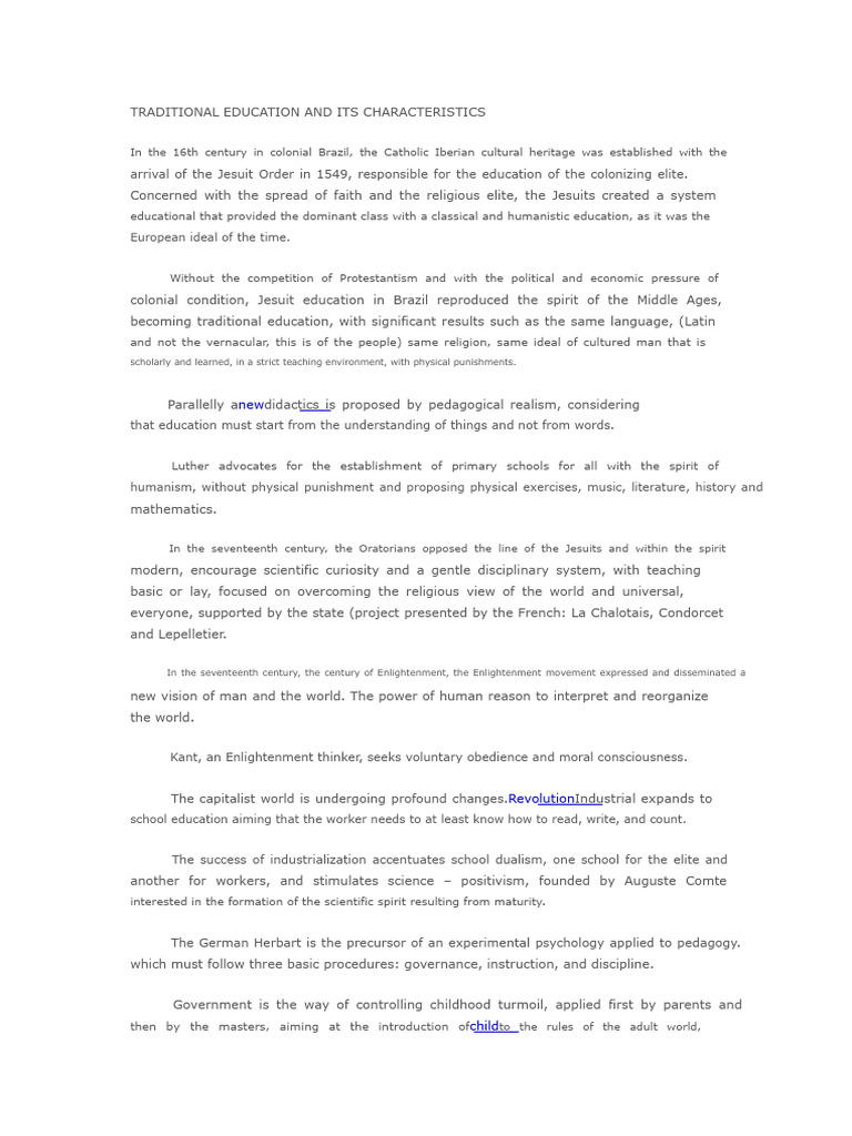 Characteristics of Traditional Education | PDF | Pedagogy | Knowledge