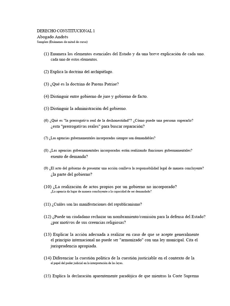 Derecho Constitucional 1 Samplex (Abogado. Andrés) | PDF | Caso de ley ...