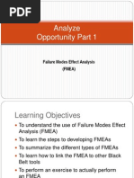 Analyze Opportunity Part 1: Failure Modes Effect Analysis (FMEA)