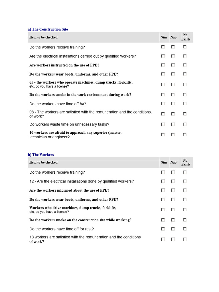 Construction Site Safety Checklist | PDF | Personal Protective ...