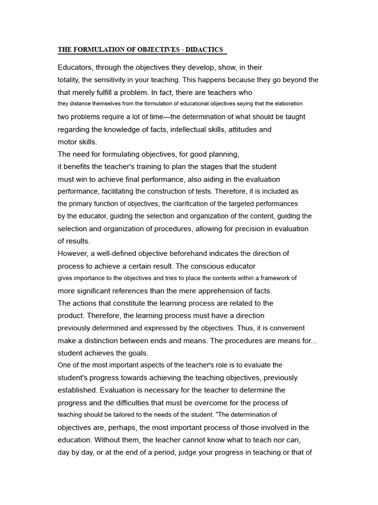 Formulating Educational Objectives in Didactics | PDF | Teachers ...