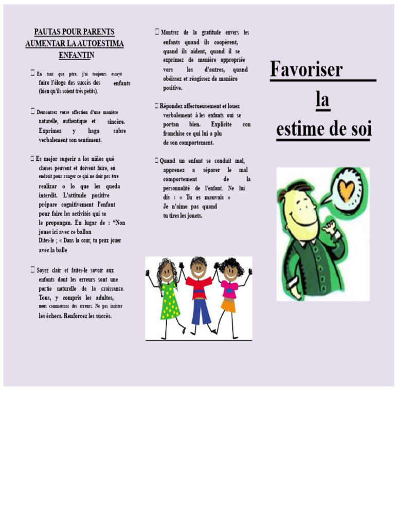 Augmenter l'estime de soi des enfants | PDF | Estime de soi ...