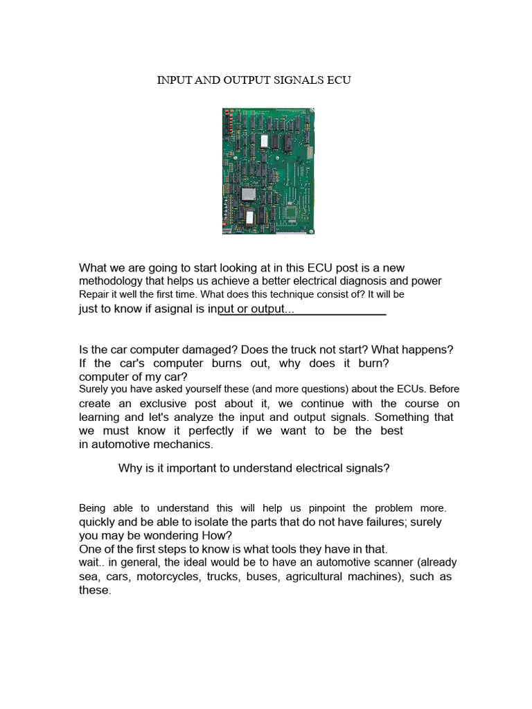 Understanding ECU Input and Output Signals | PDF | Sensor | Relay