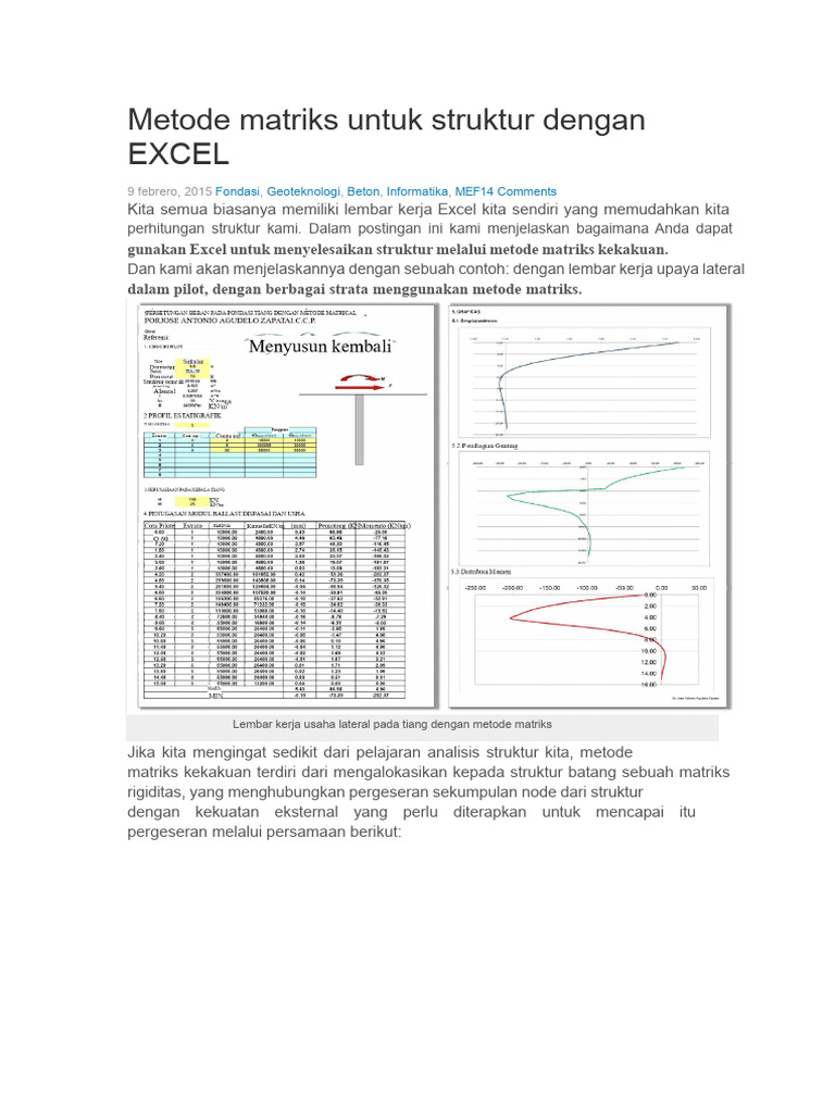 Excel untuk Metode Matriks Struktur | PDF
