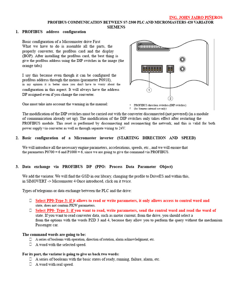 PROFIBUS Setup for S7-2300 & Micromaster | PDF | Bit | Computer Engineering