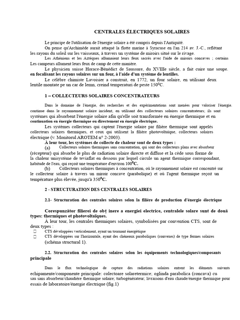 Centrales Électriques Solaires : Types et Fonctionnement | PDF ...